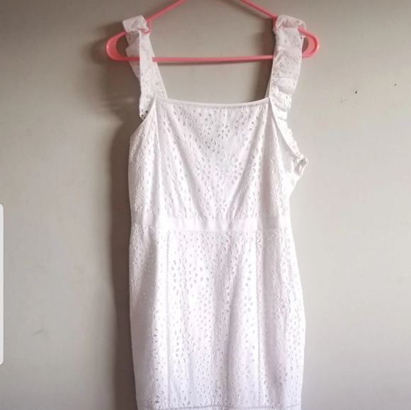 Banana Republic Eyelet Flounce Midi Dress - Picture 3 of 6